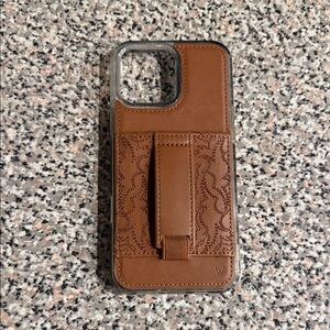 Stylish Brown Leather Walli IPhone 16 pro max Case with card holder and Strap